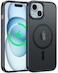FNTCASE for iPhone 15 Case for iPhone 14 iPhone 13 Case Magnetic Frosted Translucent Slim Shockproof Cell Phone Cover Military Grade Protection Drop Proof Tough Protective Cases Black