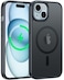 FNTCASE for iPhone 15 Case for iPhone 14 iPhone 13 Case Magnetic Frosted Translucent Slim Shockproof Cell Phone Cover Military Grade Protection Drop Proof Tough Protective Cases Black
