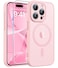 FNTCASE for iPhone 15 Pro Max Case Compatible with Magsafe Translucent Matte Cases with Full Camera Protection Screen Protector Military Grade Shockproof Protective Phone Cover Light Pink
