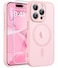 FNTCASE for iPhone 15 Pro Max Case Compatible with Magsafe Translucent Matte Cases with Full Camera Protection Screen Protector Military Grade Shockproof Protective Phone Cover Light Pink