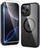FNTCASE for iPhone 16 Pro Case Clear Magnetic Phone Cases with Screen Protector Compatible with Magsafe Slim Anti Yellowing Rugged Shockproof Protective Transparent Cell Phone Cover BBlack