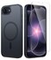 FNTCASE for iPhone 17e Magnetic Case for iPhone 16e Cases Compatible with MagSafe Screen Protector Matte Textured Military Grade Drop Protection Silicone Slim Rugged Shockproof Phone Cover Black