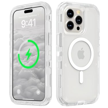 Follaroma for iPhone 15 Pro Max Case Compatible with MagSafe Heavy Duty Shockproof Protection Phone Cases AntiDrop Dual Layer Transparent Magnetic Phone Case for iPhone 15 Pro Max 67 Clear