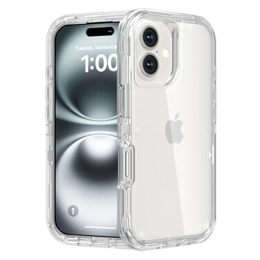 Follaroma for iPhone 16 Case Heavy Duty Shockproof Protection Phone Cases AntiDrop Dual Layer Transparent Protective Cover Compatible with iPhone 16 61 inchCrystal Clear