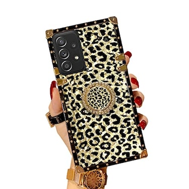 Annyojo for Galaxy A52 Case A52 Samsung Phone Case for Women Leopard Luxury Golden Glitter Silicone Bumper Shockproof Protective Back Cover Soft TPU Case for Samsung Galaxy A4