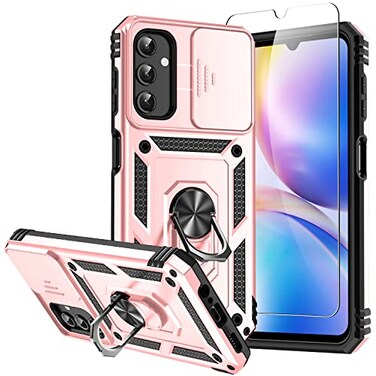 SKMY for Samsung Galaxy A14 5G Case with Screen Protector Camera Lens Cover Military Grade 16FT Drop Tested Magnetic Kickstand Rugged Shockproof Protective Case for Samsung A14 5G Rose Gold