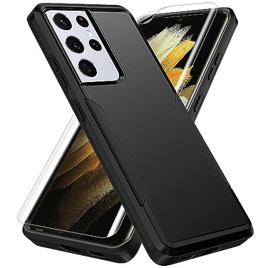 Warsia for Samsung Galaxy S21 Ultra Case S21 Ultra Case with Screen ProtectorMilitary Grade Drop Tested HeavyDuty Tough Rugged Shockproof Protective Phone Case for Galaxy S21 Ultra 68 inch Black