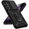 PUSHIMEI for Samsung Galaxy S25 Case with Slide Camera Cover HD Screen Protector 15ft Military Grade Drop Tested Magnetic Ring Holder Kickstand Protective Phone Case for Galaxy S25 2025 62 inch Black