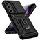 PUSHIMEI for Samsung Galaxy S25 Case with Slide Camera Cover HD Screen Protector 15ft Military Grade Drop Tested Magnetic Ring Holder Kickstand Protective Phone Case for Galaxy S25 2025 62 inch Black