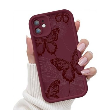 FUXICASE for iPhone 11 Case Creative Butterfly Pattern Design for Girl Women Soft Silicone Shockproof AntiScratch Protection Phone Cover for iPhone 11 Burgundy Red Butterfly