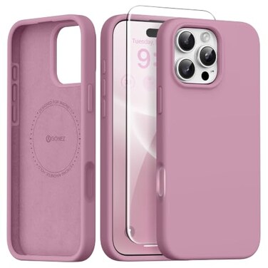 GONEZ Magnetic for iPhone 16 Pro Max Case Compatible with MagSafe AntiScratch Microfiber Lining Screen Protector Silicone Camera Control Shockproof Slim Phone Cover 69 inch Blackcurrant