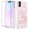 Goocrux 3in1 Case for Apple iPhone Xs Max Butterfly Glitter Handmade Sequin Sparkle Pretty for Women Girls Clear Design Crystal Pearl Sparkly Cute Girly Phone CasesChainScreen Protector