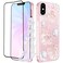 Goocrux 3in1 Case for Apple iPhone Xs Max Butterfly Glitter Handmade Sequin Sparkle Pretty for Women Girls Clear Design Crystal Pearl Sparkly Cute Girly Phone CasesChainScreen Protector