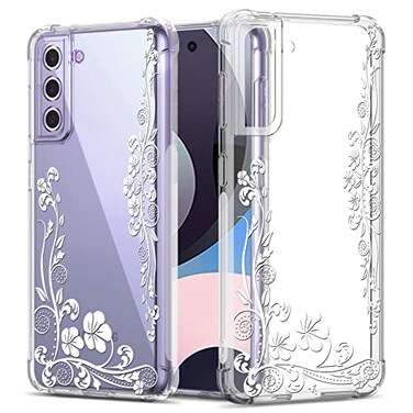 GREATRULY Floral Clear Case for Galaxy S21 FE 5G for WomenGirlsPretty Phone Cover for Samsung Galaxy S21 FEFlower Design Slim Soft Transparent Drop Proof TPU Protective Silicone Bumper ShellFL12