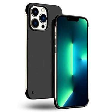 GRECAZO Slim Borderless for iPhone 13 Pro Max Phone Case 672021 UltraThin Lightweight Frameless Matte Hard PC Cover Case with Pull Ring Shockproof Non Slip RopeSuppor Wireless ChargingBlack
