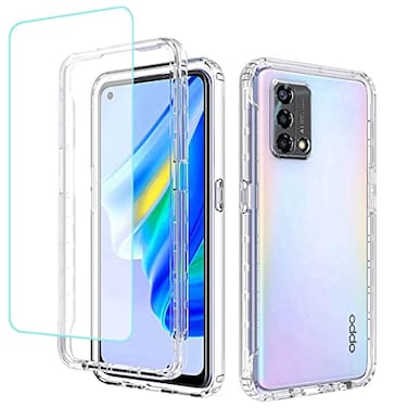 Gufuwo Case for OPPO A95 4GReno 6 LiteOPPO A74 4G CHP2365 Case with Tempered Glass Screen Protector Clear 360 Full Body Protection Hard ShellSoft TPU Shockproof Cover Cases for OPPO A95 4G Clear