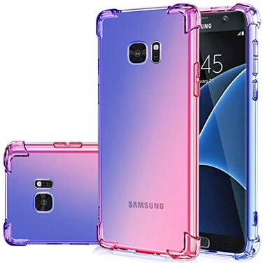 Gufuwo Case for Samsung S7 Edge Galaxy S7 Edge Cute Case Girls Women Gradient Slim Anti Scratch Soft Clear TPU Phone Case Cover Shockproof Case for Samsung Galaxy S7 Edge BluePink