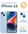 GVIEWIN for iPhone 14 Case Floral with Screen Protector Camera Lens ProtectorNon Yellowing Soft Shockproof Clear Phone Protective Cover for Women Flower Pattern Design 61AconiteLight Blue