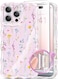 GVIEWIN Magnetic for iPhone 16 Pro Case with Camera Control Compatible with Magsafe Upgraded Full Camera ProtectionScreen Protector Wave Edge Floral Women Girls Phone Cover 63AngeloniaPink