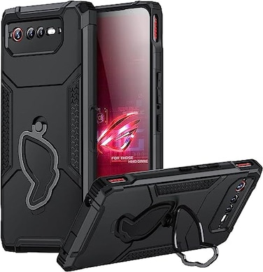 HikerClub Case for ROG Phone 7 and ROG 7 Pro 2023 with Stand Compatible with Air Trigger Built in Camera Protectors and Dust Plugs Invisible Kickstand Shockproof Phone Cover
