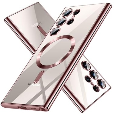 Hurgoer for Samsung Galaxy S24 Ultra CaseOnlyMagnetic Cover for S24 UltraGlossy Slim Thin Soft funda capa para 68 inchCompatible with MagSafe Rose Gold