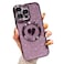 HYUEKOKO Compatible with iPhone 14 Pro Max 67 Inch Case with Magsafe Plating Heart Glitter Magnetic Case for Women Girl TPU Camera Protection Back Cover for iPhone 14 Pro Max Purple