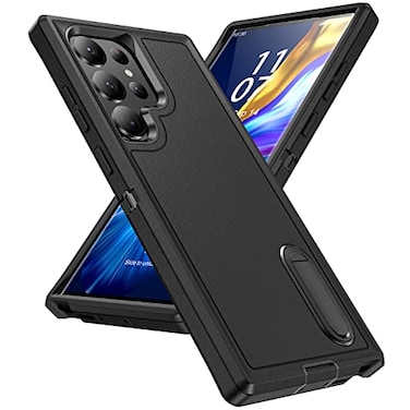 IDweel for Galaxy S23 Ultra Case for MenHeavy Duty Protection Shockproof AntiScratch Slim Fit Lightweight Protective Sturdy Case Hard Cover with Kickstand for Samsung Galaxy S23 Ultra 68Black