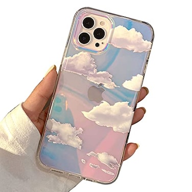 I-MGAE-IN-AR IMGAEINAR Compact Case for iPhone 16 Pro Max Holographic Cloud DesignCute Trendy Soft Slim TPU Shockproof Protective Phone Cases Cover for Women Girls Aesthetic Glitter