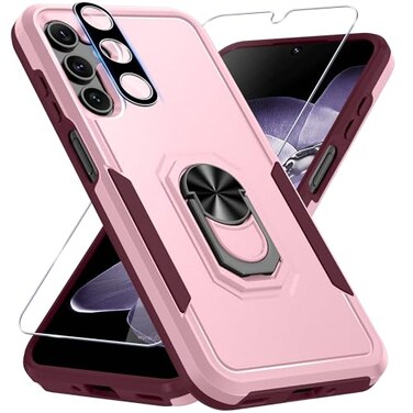 Janmitta Compatible with Samsung Galaxy A16 5G Case with Screen ProtectorCamera Lens ProtectorHeavy Duty Full Body Phone Cover Built in Ring Holder Kickstand2025 Cute Pink