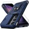 Janmitta Compatible with Samsung Galaxy S24 FE Case Built in Slide Camera Lens CoverScreen ProtectorFinger Ring Holder KickstandHeavy Duty Shockproof Full Body Phone Cover2024 Blue