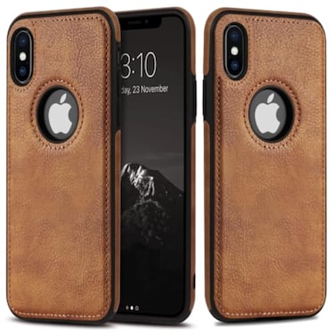 JAROIE Classy Design Luxury Leather Phone Case for iPhone X iPhone Xs NonSlip Grip Full Body Ultra Slim Protective Case 58 Inch Brown
