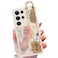 Jefonha Silicone Case for Samsung Galaxy S25 Ultra with Strap Cute Flower Floral Phone Case for Girl Women Adjustable Finger Strap Shockproof Protective Cover Beige Flowers