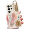 Jefonha Silicone Case for Samsung Galaxy S25 Ultra with Strap Cute Flower Floral Phone Case for Girl Women Adjustable Finger Strap Shockproof Protective Cover Beige Flowers