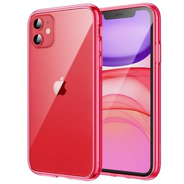 JETech Case for iPhone 11 61Inch NonYellowing Shockproof Phone Bumper Cover AntiScratch Clear Back Red