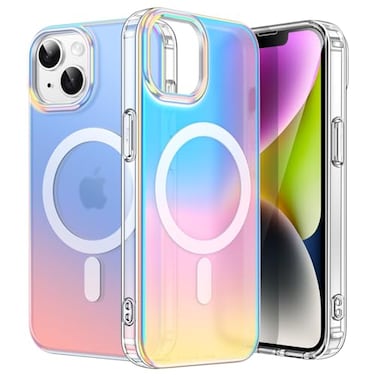 JETech Iridescent Case for iPhone 14 61Inch Compatible with MagSafe Cute Unique and Aesthetic Design Colorful Fluorescent Translucent Back Shockproof Phone Cover Iridescent