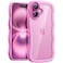 JETech Wavy Case for iPhone 16 Plus 67Inch Cute Wave Frame Curly Shape Shockproof Phone Cover for Women and Girls Clear Hard PC Back Pink