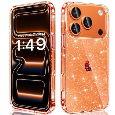 JJGoo Compatible with iPhone 17 Pro Case Clear Glitter Sparkle Soft TPU Transparent Shockproof Women Girls Slim Bling Sparkly Bumper Cover Phone Cases for iPhone 17 Pro