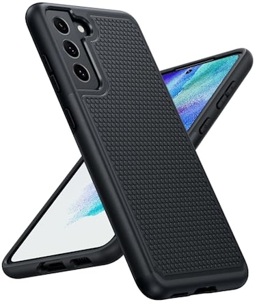 JXVM for Galaxy S21 FE 5G Case S21 FE Phone Case Samsung Dual Layer Protective Heavy Duty Cover Shockproof Rugged with Non Slip Textured Back Military Protection Bumper Tough 64inch Black
