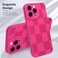 KANGHAR Compatible with iPhone 16 Pro Max Case Silicone Checkered Cute Pattern Camera Protection Soft Slim Phone Case for Girls Women Hot Pink