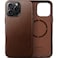 kingflag Genuine Leather Case for iPhone 16 Pro Max 69 inch Compatible with MagSafe Oil Wax TopGrain Leather Metal Buttons and Camera Bezel Rustic Brown