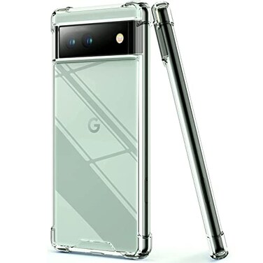 KIOMY Case for Google Pixel 6a Shockproof Bumper Protective Cover Hybrid Design Hard PC Back Flexible TPU Raised Bezel Slim Fit with Airbags Corners Crystal Clear