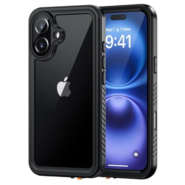 Lanhiem for iPhone 16 Waterproof Case Dustproof Case Builtin Screen Protector Camera Protection Full Body Heavy Duty Rugged Phone Cover for 1661 inch BlackClear