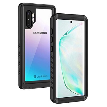 Lanhiem Galaxy Note 10 Plus Case Builtin Screen Protector Compatible with Fingerprint ID IP68 Waterproof Dustproof Shockproof Full Body Protective Cover for Samsung Galaxy Note 10 Note 10 5G