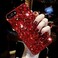 LCHDA Bling Diamond Case for Samsung Galaxy Note 9 Glitter Clear Crystal Full Diamonds Luxury Sparkle Transparent Rhinestone Bumper Protective Phone Case Cover for Woman Girls Red