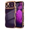 LCHULLE for iPhone 13 Case for Women Girls Cute Wave Frame Curly Shape with Love Heart Pattern Raised Camera Protection Cover Luxury Plating Shockproof Phone Case for iPhone 13 Dark Purple