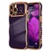 LCHULLE for iPhone 14 Pro Case for Women Girls Cute Wave Frame Curly Shape with Love Heart Pattern Raised Camera Protection Cover Luxury Plating Shockproof Phone Case for iPhone 14 Pro Dark Purple