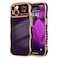 LCHULLE for iPhone 15 Case for Women Girls Cute Wave Frame Curly Shape with Love Heart Pattern Raised Camera Protection Cover Luxury Plating Shockproof Phone Case for iPhone 15 Dark Purple