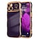 LCHULLE for iPhone 15 Case for Women Girls Cute Wave Frame Curly Shape with Love Heart Pattern Raised Camera Protection Cover Luxury Plating Shockproof Phone Case for iPhone 15 Dark Purple
