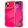 LCHULLE for iPhone 15 Plus Case for Women Girls Cute Wave Frame Curly Shape with Love Heart Pattern Raised Camera Protection Cover Luxury Plating Shockproof Phone Case for iPhone 15 Plus Hot Pink