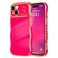 LCHULLE for iPhone 15 Plus Case for Women Girls Cute Wave Frame Curly Shape with Love Heart Pattern Raised Camera Protection Cover Luxury Plating Shockproof Phone Case for iPhone 15 Plus Hot Pink